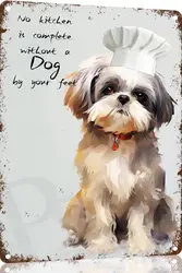 Shih Tzu Kitchen Art Print,Creative Tin Sign, Funny Novelty Metal Sign, Vintage Wall Decor for Home Door Garden Bar Restaurant C