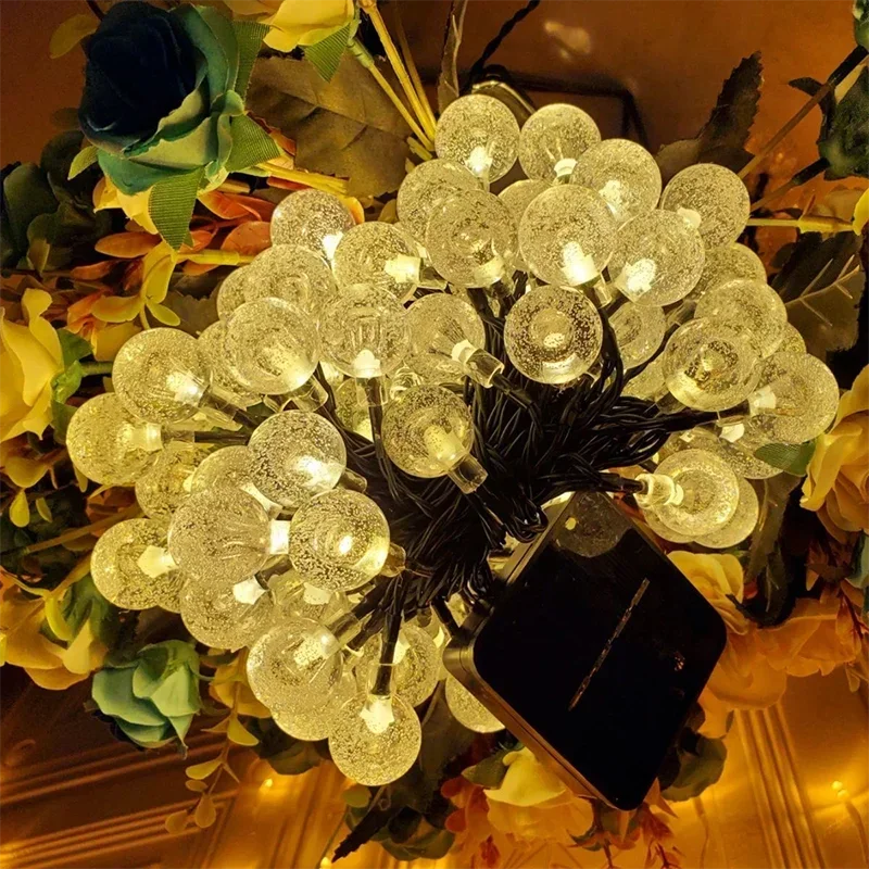 5/7/12 متر الشمسية في الهواء الطلق LED كريستال غلوب سلسلة ضوء الشمسية الجنية ضوء لحديقة الزفاف عيد الميلاد 2025 زينة رمضان #4