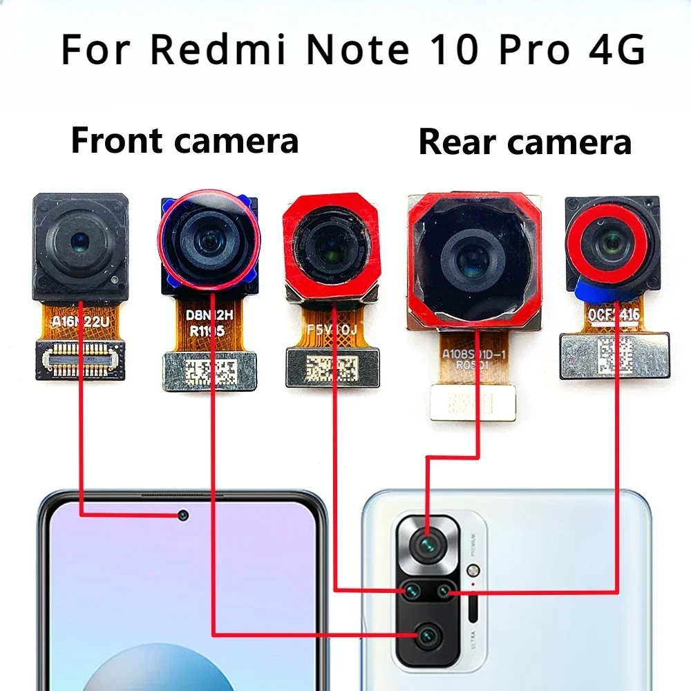 

Задняя передняя камера для Xiaomi Redmi Note 10 Pro 4G M2101K6G M2101K6R, модуль задней основной камеры, гибкий кабель, детали