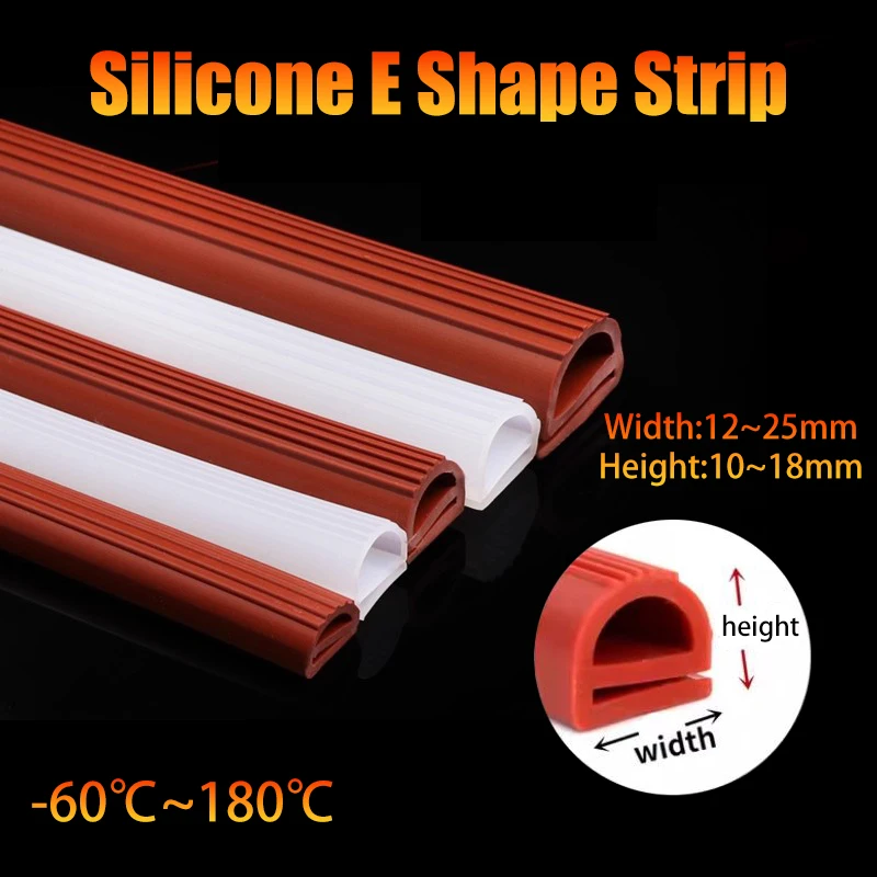 Tira de sellado de goma en forma de E de silicona blanca/roja, tira de sellado de puerta de congelador humeante para horno de alta temperatura