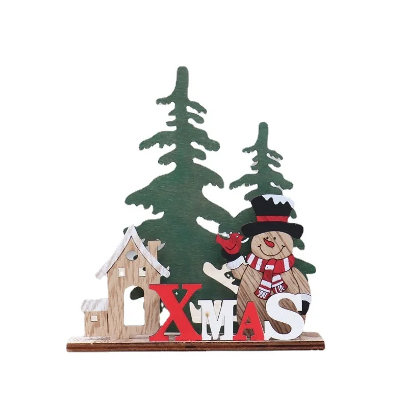 Décennie s de puzzle en bois bricolage pour enfants, bonhomme de neige Elk, ornements de dessin animé, cadeaux de Noël, ornements de bureau 3D, décoration de Noël