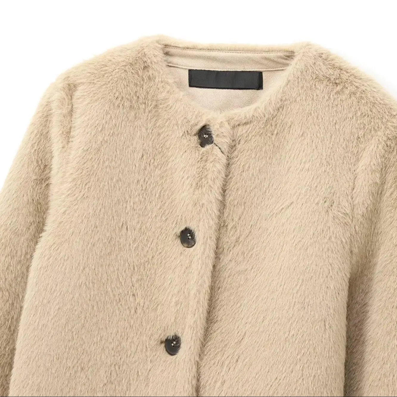 سترة نسائية موضة 2025 على الطراز الأوروبي والأمريكي لخريف جديد بتأثير فرو صناعي سترة قصيرة بأكمام طويلة ملابس خارجية Mujer