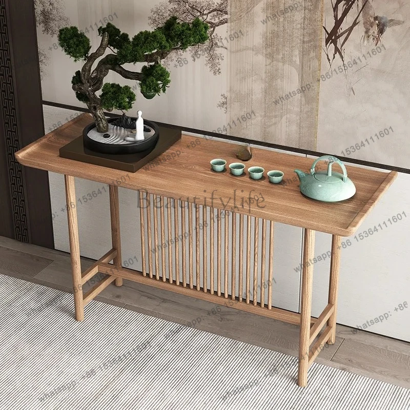 New Chinese Style Solid Wood Entryway Table Offering Table Simple Zen Living Room Display Table