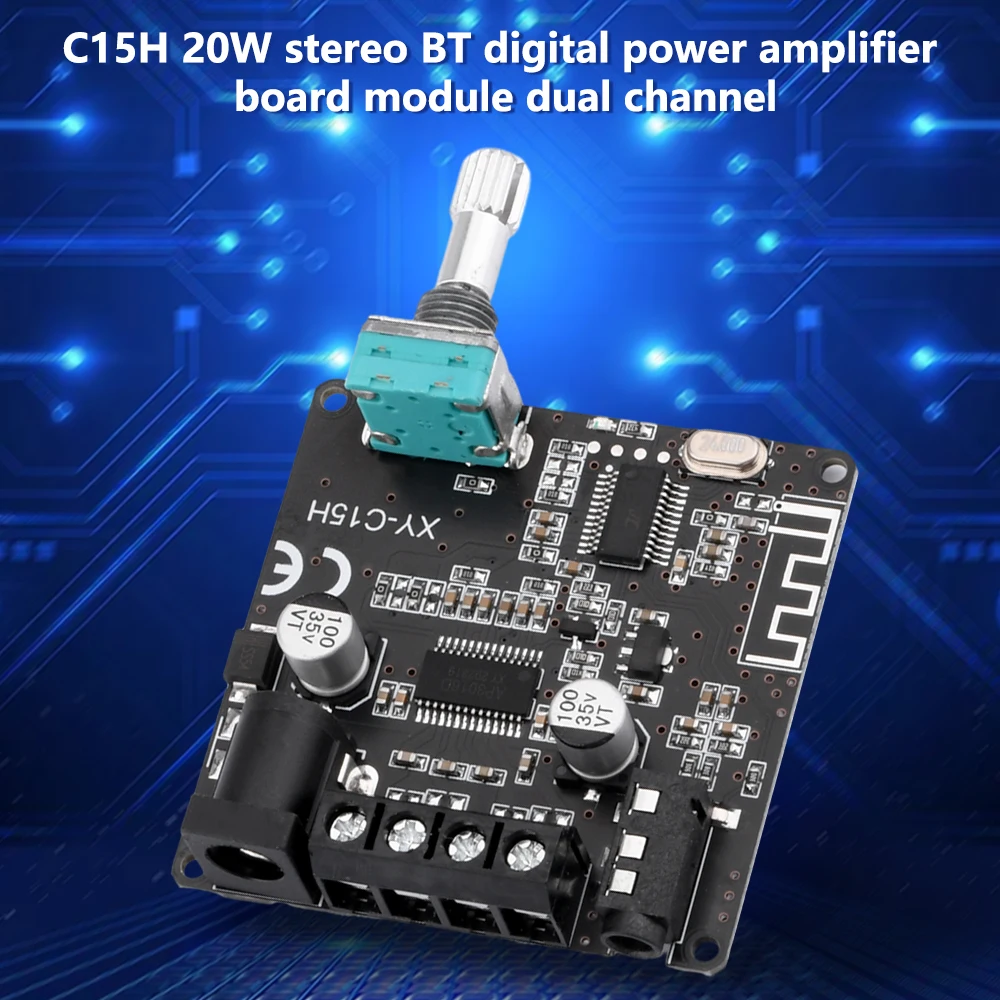 2*20W Bluetooth-compatible Power Amplifier C15H Audio 10W~100W HiFi Stereo Wireless Music Player Mini App Control Amplify Board