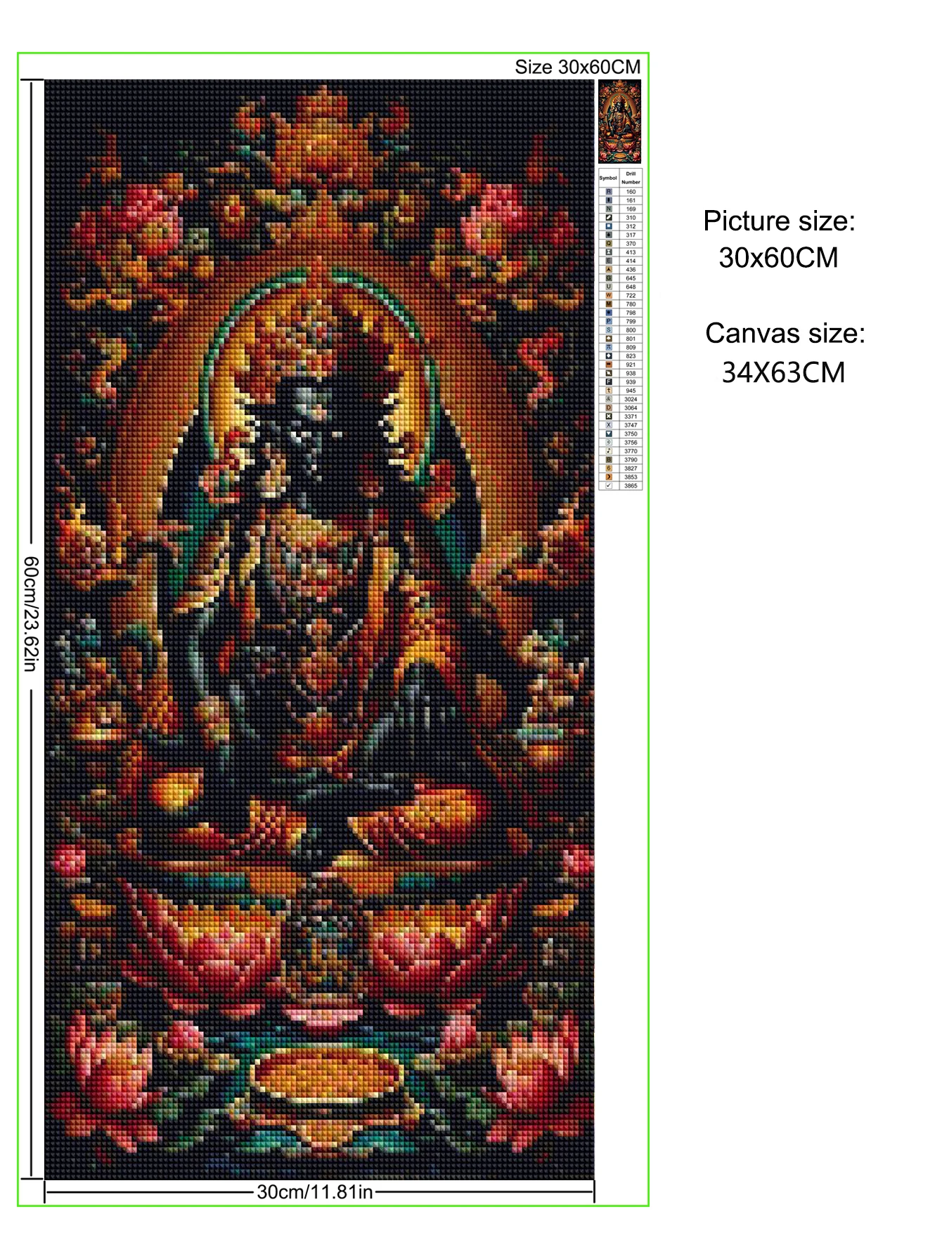 Ksitigarbha DIY Diamond Painting Large Buddha Buddhist Cross Stitch Kit Diamond Mosaic 5D Embroidery Large Size Home Decor