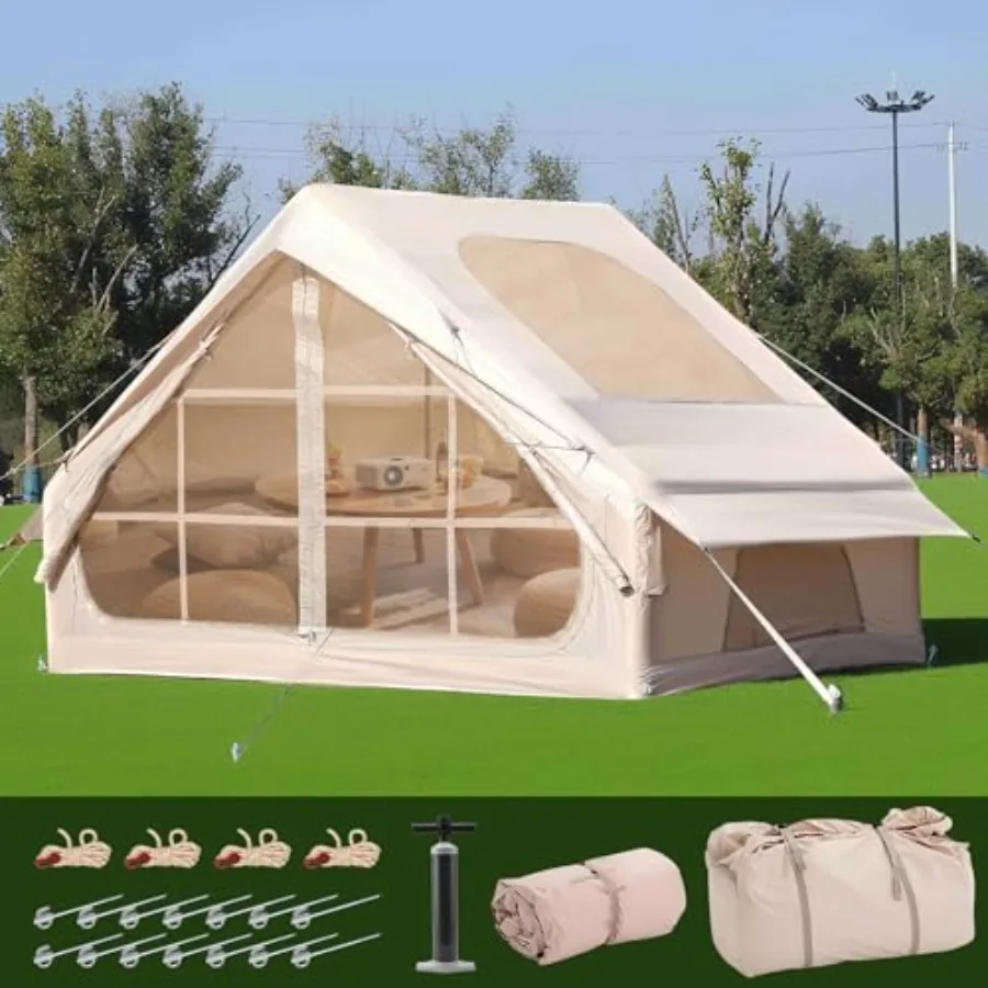 

Inflatable Camping Tents 300D Ox Cloth Waterproof Windproof Easy to Install with Air Pump 5-8 Person Tear Resistant Mesh Zipper