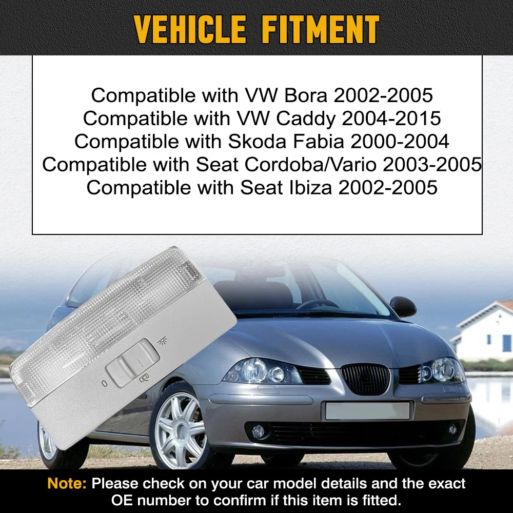 

Car Dome Light Reading Lamp Interior Roof Light For VW Bora Caddy Skoda Fabia Seat Cordoba/Vario Ibiza 6QD947105 1ZD947105