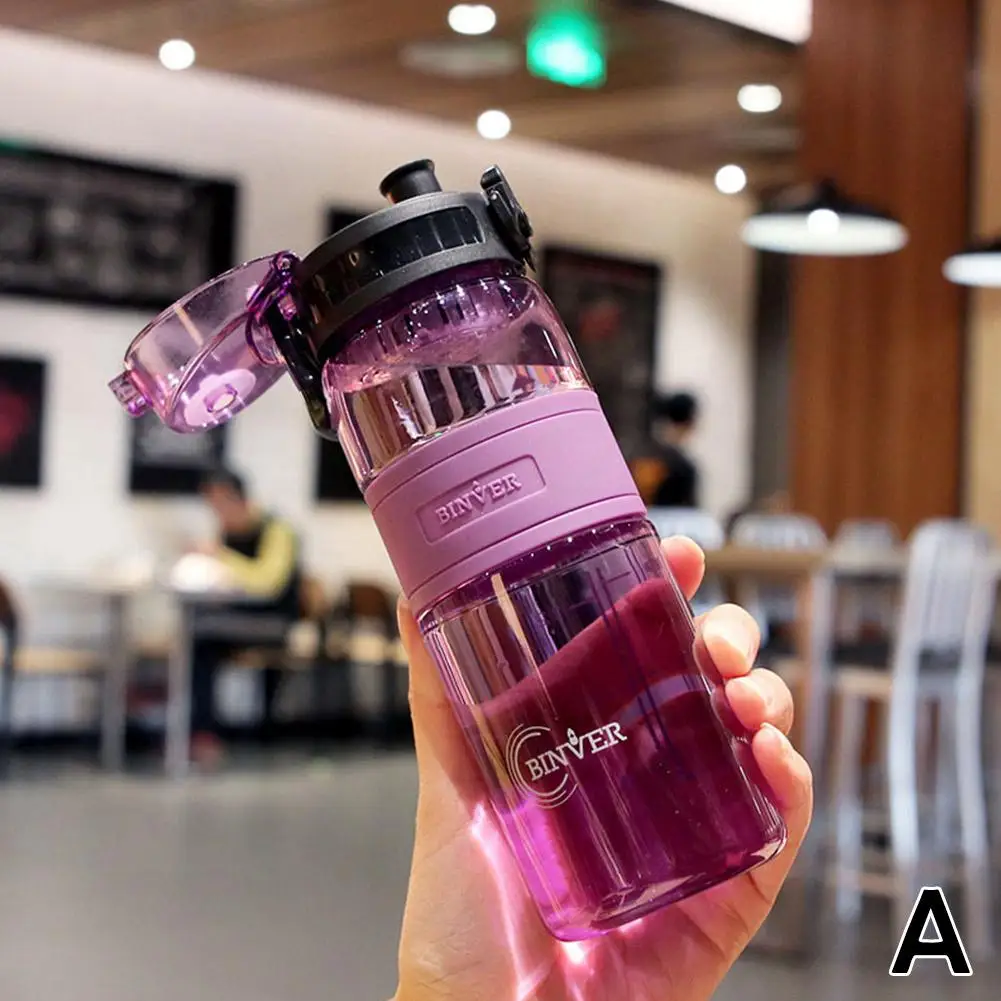 500ml Water Bottle With Tea Filter Leak-proof Portable Sports Cup Drinkware Gym Fitness Plastic Reusable Students Outdoor J O2i2