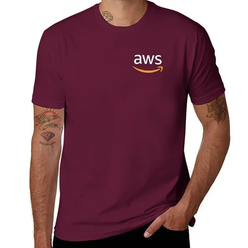 Imagen 2 del producto Camiseta lisa de nueva edición para hombres, ropa estética, moda coreana, logotipo de desarrollador AWS v2, harajuku