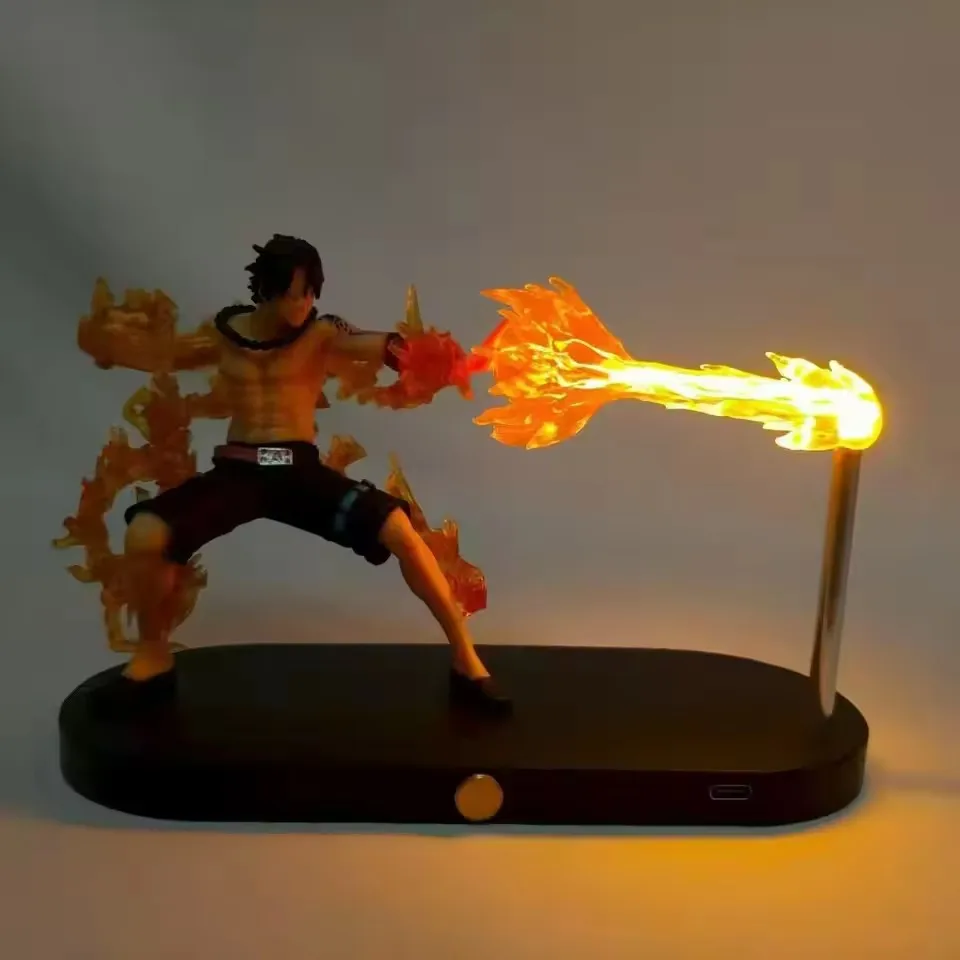 Anime One Piece Luffy Ace Action Figure LED Night Lamp Figuras Table Light Bedroom Toy Decorative Gifts