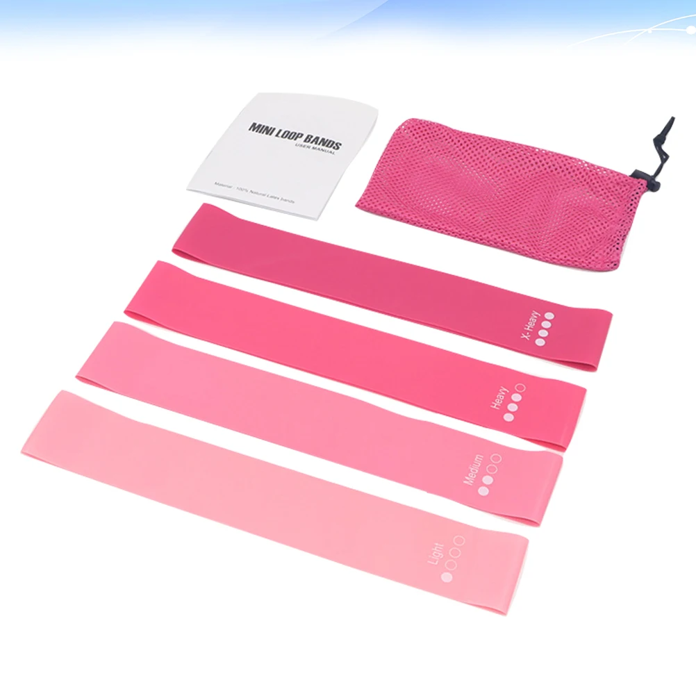 

4pcs Resistance Band Exercise Yoga Elastic Bands For Women Pink Durable Eco-Friendly Strength Training Muscle