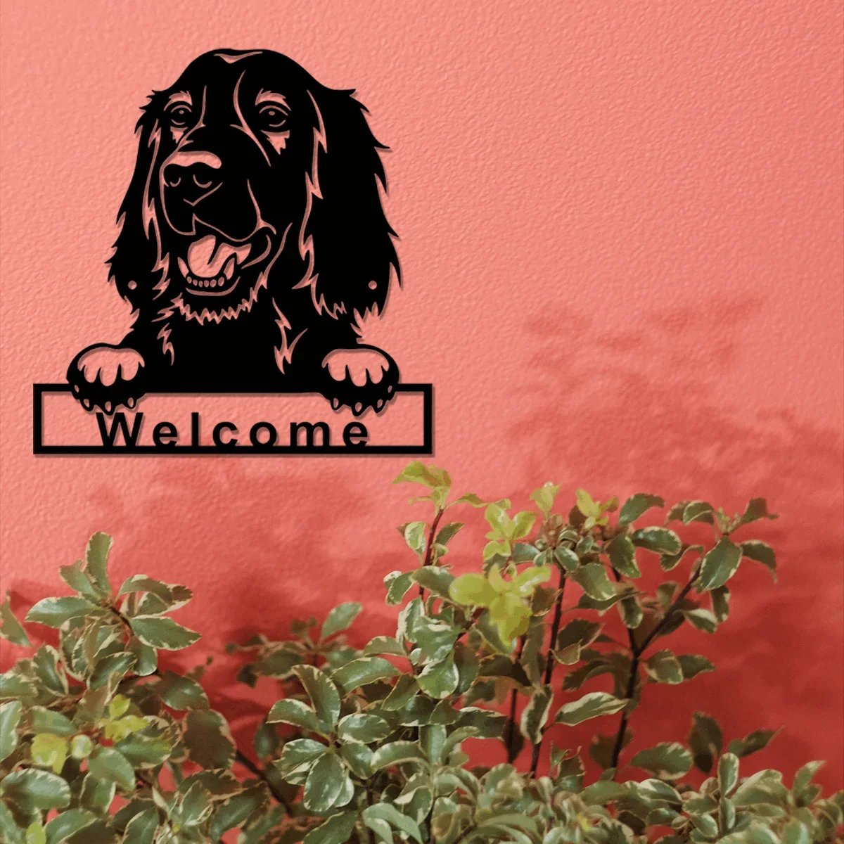 CIFBUY Irish Setter Dog Welcome Metal Wall Sign Iron Pet Lover Home Decor Hanging Ornament Gift Rustic Sign Living Room Accent