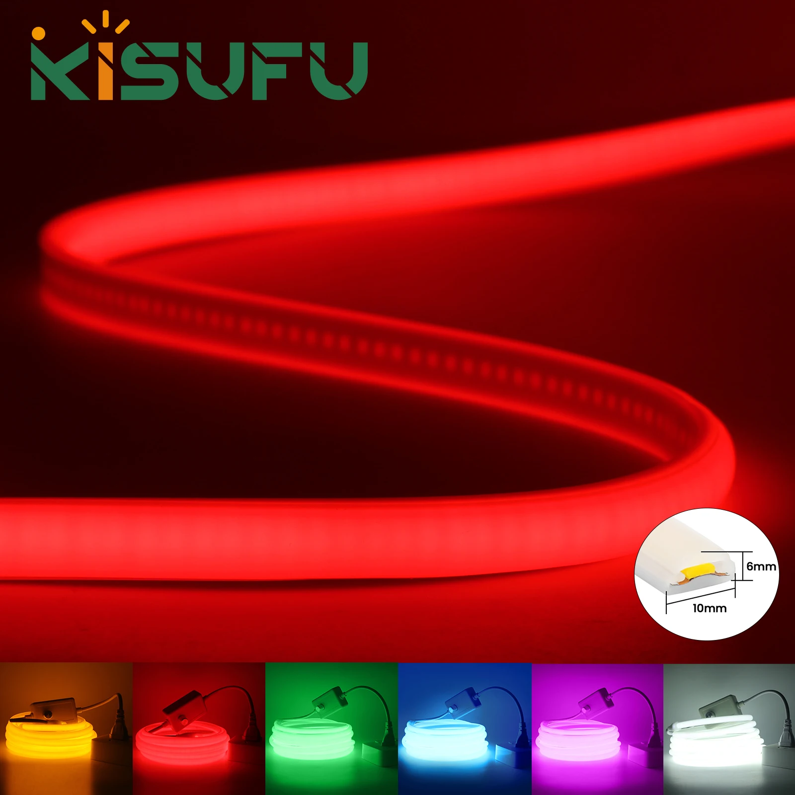 Multicolors AC 220V 230V COB Neon Strip LED Light With Dimmer EU/UK Plug Waterproof 288LEDs/M Flexible LED Strip Lights 1M-25M