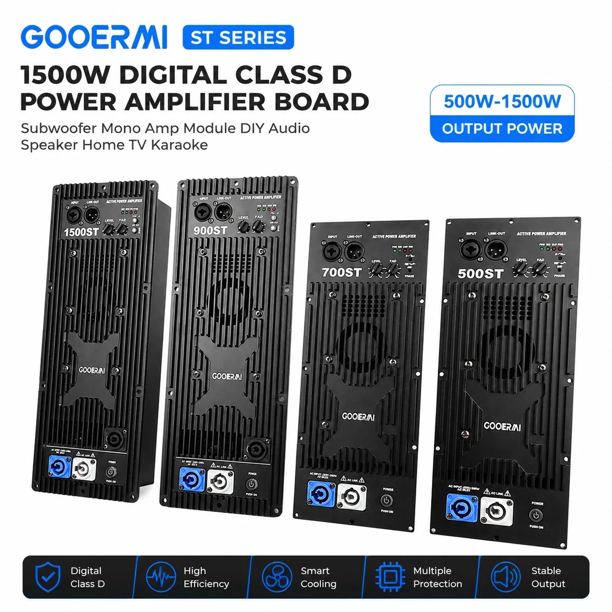 GOOERMI ST Series 1500W Digital Class D Power Amplifier Board Subwoofer Mono Amp Module DIY Audio Speaker Home TV Karaoke