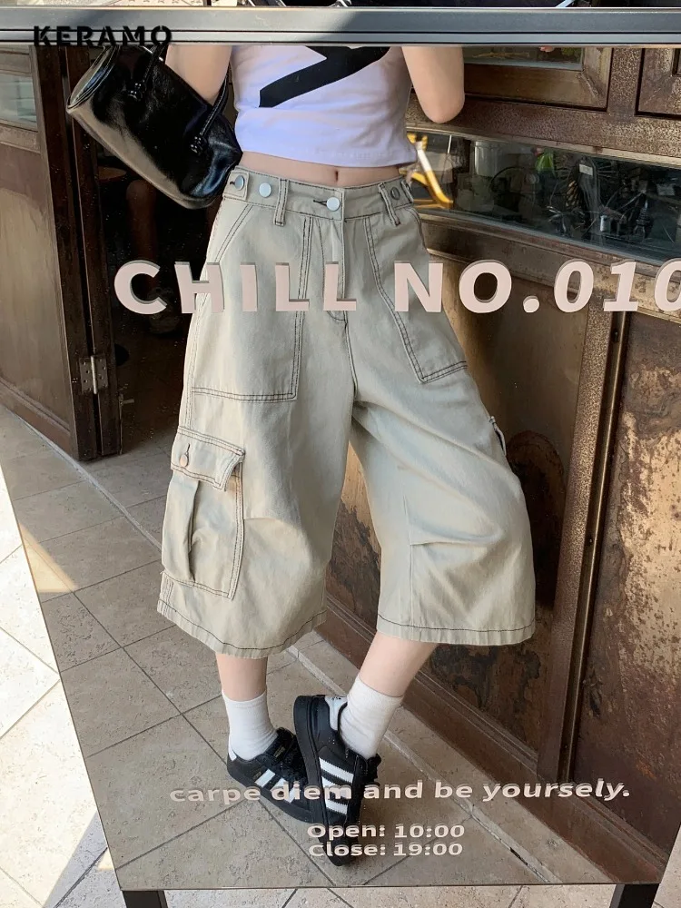 

Y2K Harajuku Street Calf Length Denim Trouser American Vintage Eclectic Waif Jeans For Women Casual 2000s Grunge Green Pants