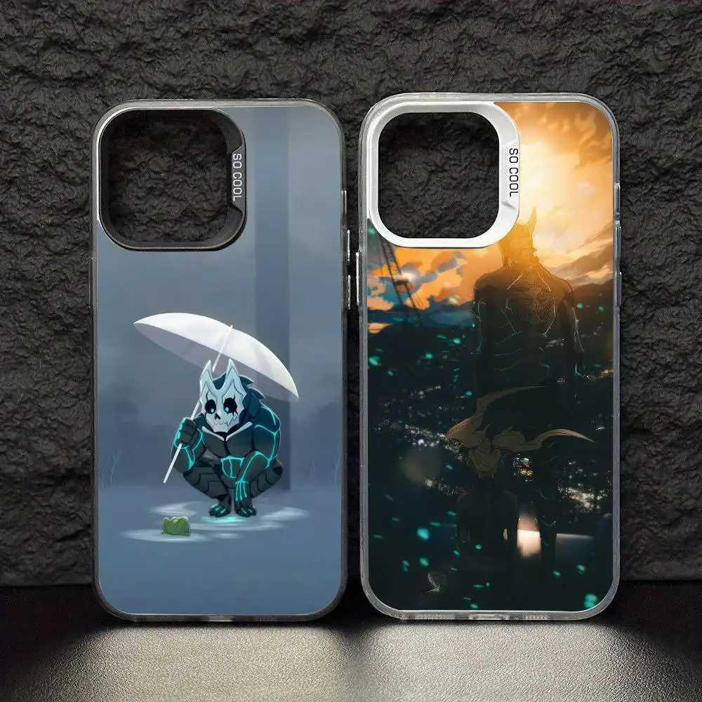 

Anime K-Kaiju No 8 Phone Case For iPhone17,16,15,14,13,12,11 Pro Max Blcak Colorful Silver Plated Inside Cover