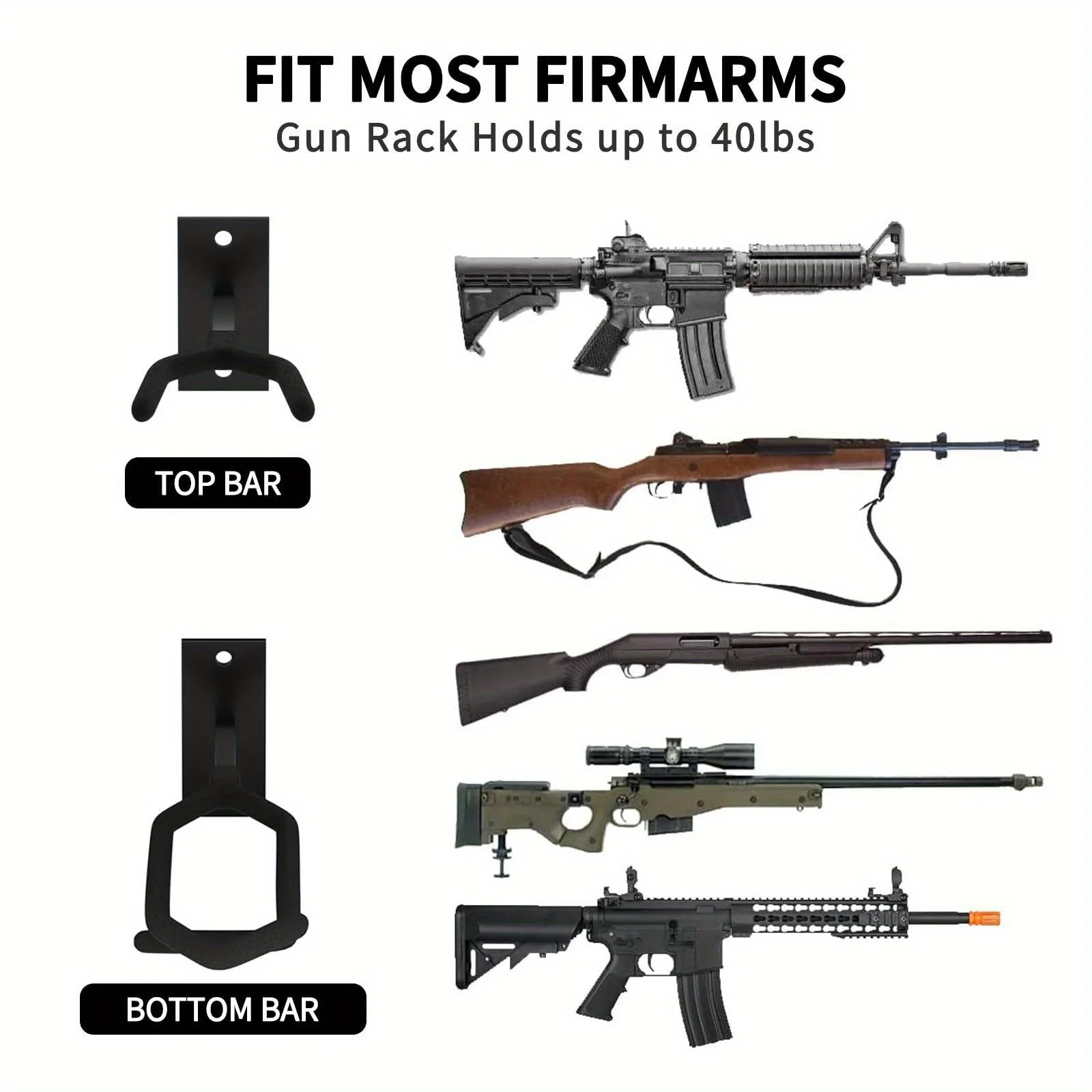 

Load 81.6 Kg Vertical Gun Rack Storage Wall Mounted Gun Display Personal Weapon Storage Rack For Displaying Rifles & Weapons