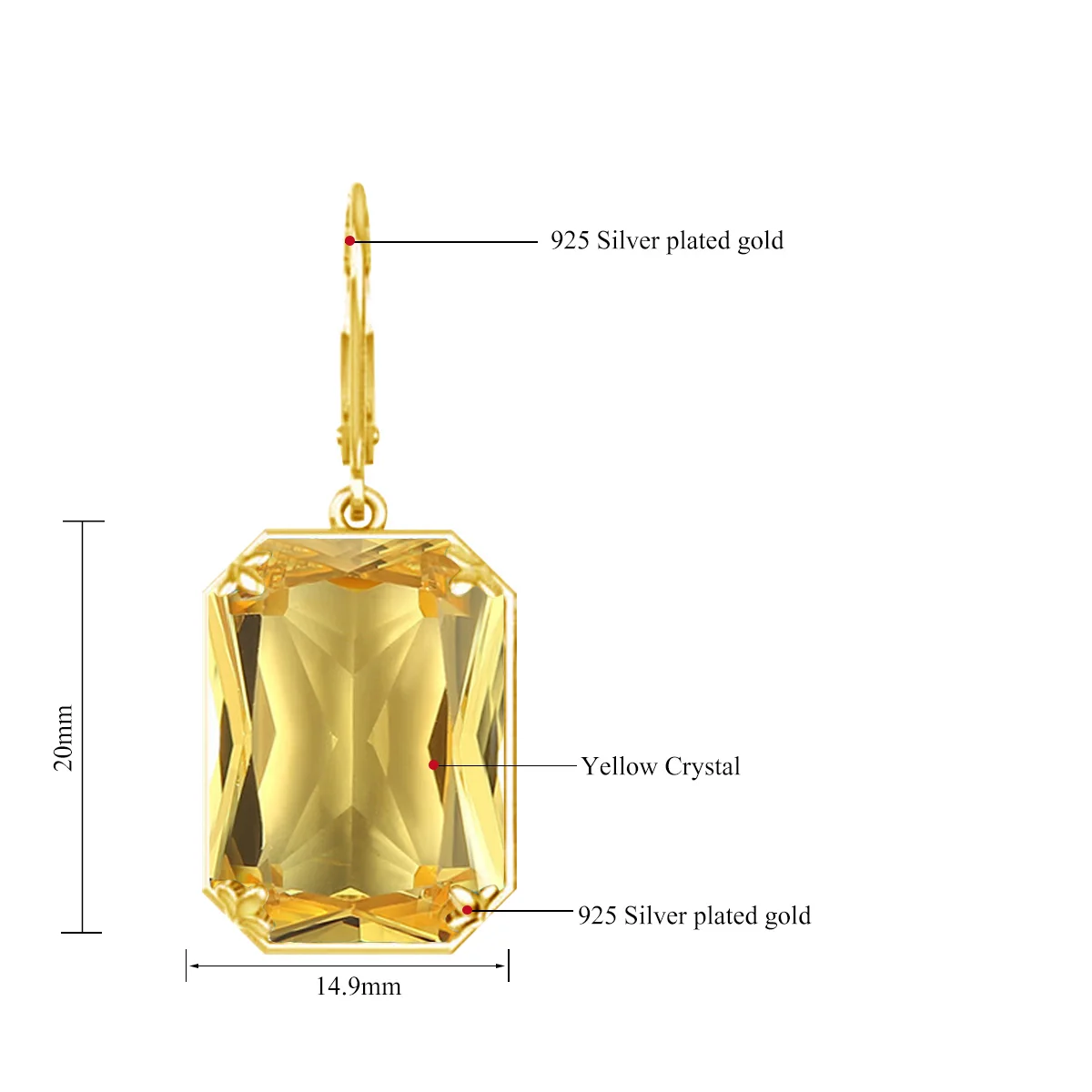 Szjinao Yellow Gold Citrine Drop Earrings For Women With 13*18mm Stone Large Luxury Jewelry Gift For Birthday High Quality Sale