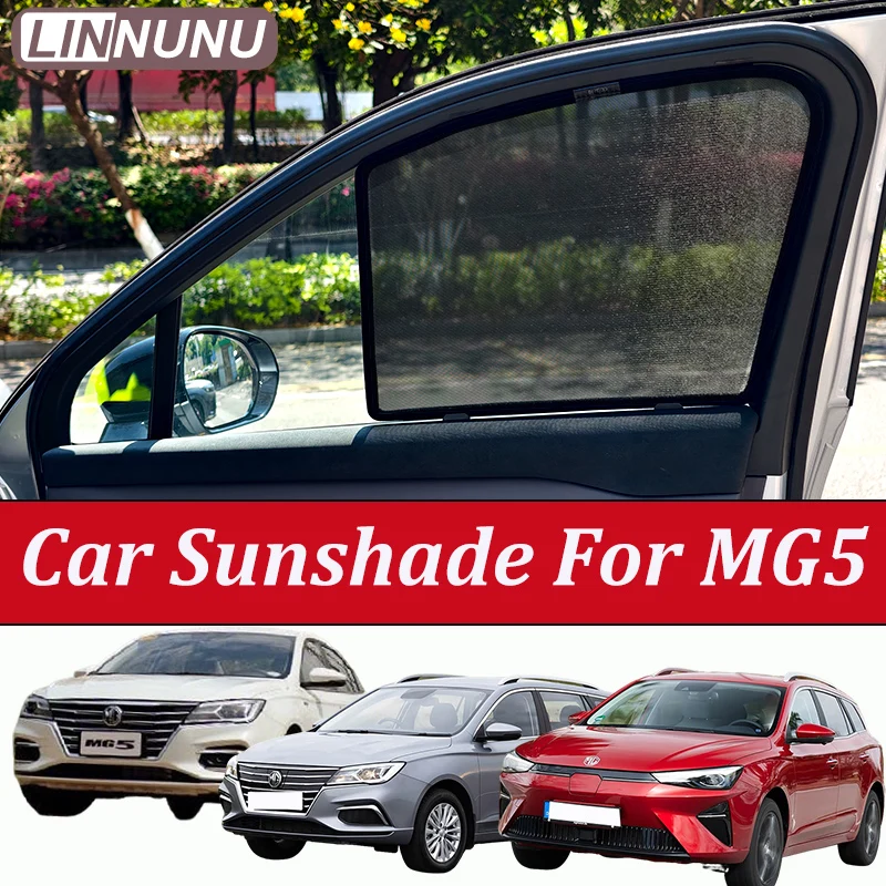 

LINNUNU For MG5 2019-2026 MG5 EV EP22 Magnetic Car Sunshade Window Mesh Curtain Interior Summer Privacy UV Protection accessorie