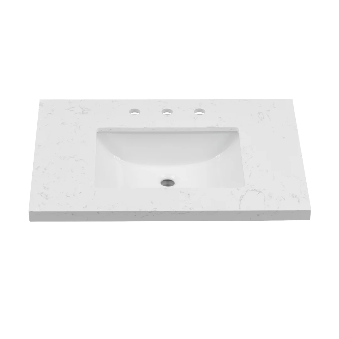 31'' Bathroom Vanity with Undermount Sink, Solid Wood Vanity Base with Soft-Close Hinges, Tool-Free Assembly Freestanding Cabinet, White