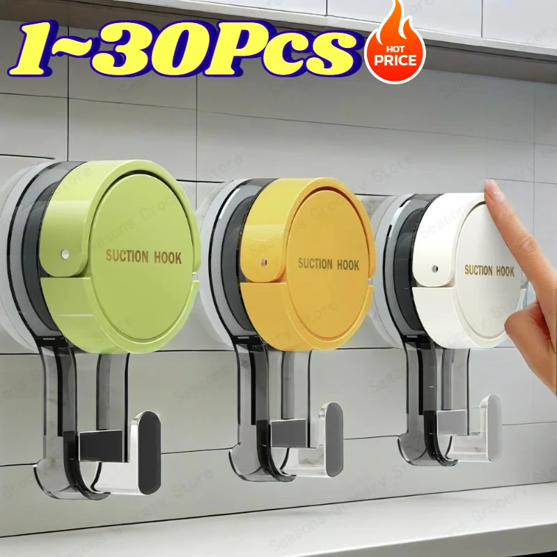 

1-30PCS Reusable Strong Vacuum Suction Cup Hooks Waterproof Towel Rack Bathroom Clothes Hanger Hook Accessory Wall Suction Hook