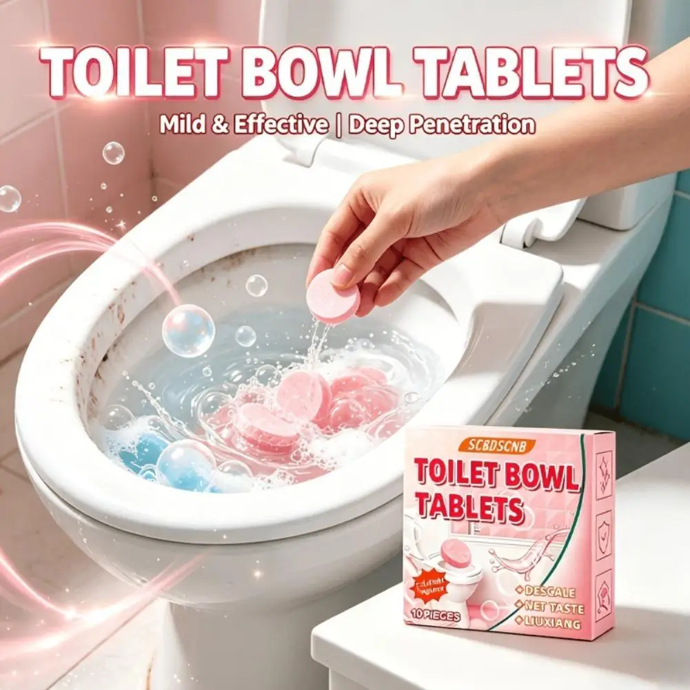 Automatic Pink Toilet Bowl Cleaner Tablets Effervescent Descaling Deodorizing Tablet Bathroom Fresh Fragrance Maintenance