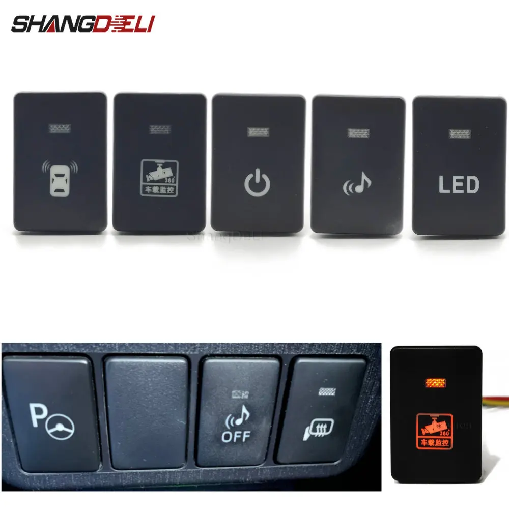 Orange LED Light Music Power Camera Recorder Radar Seat Heated Switch Button with Wire For Suzuki Jimny 2019 2020 2021