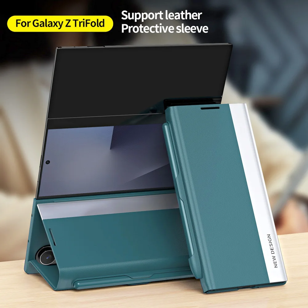 

Умный кожаный кронштейн с магнитом, адсорбирующие чехлы для Samsung Galaxy Z Tri-Fold Fold 7, 6, 5, 4, защитная кобура с полным покрытием и ручкой