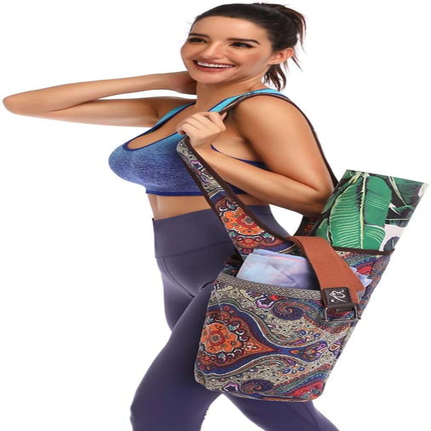 Women's Large Size Yoga Mat Bag with Convenient Zipper Pocket and Adjustable Strap, Fits Most Yoga Mats - Stylish Yoga Carriers