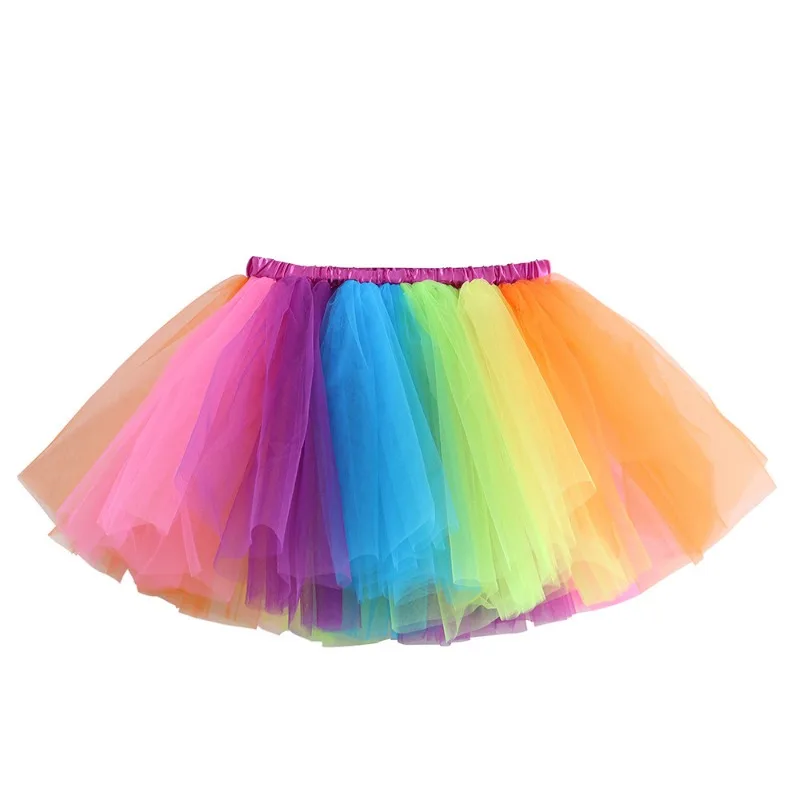 

European American children's clothing children's tutu skirts rainbow mesh half skirts girls' dance performances ballet short