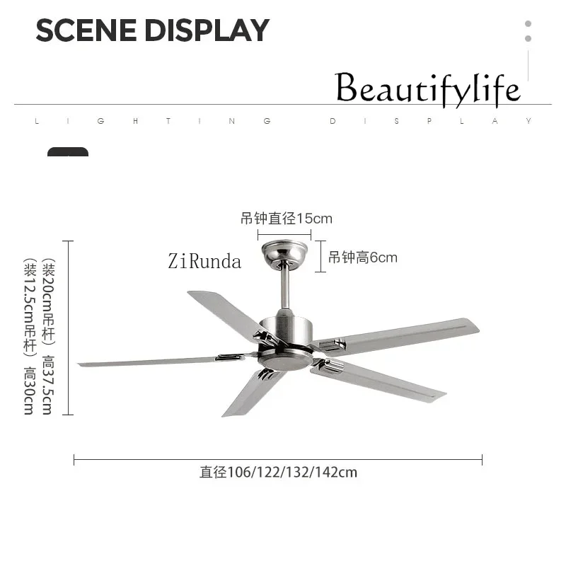JB 52 42 بوصة كبيرة الرياح الحديد ورقة بسيطة الصناعية الرجعية مروحة السقف غرفة الطعام غرفة المعيشة مروحة كهربائية