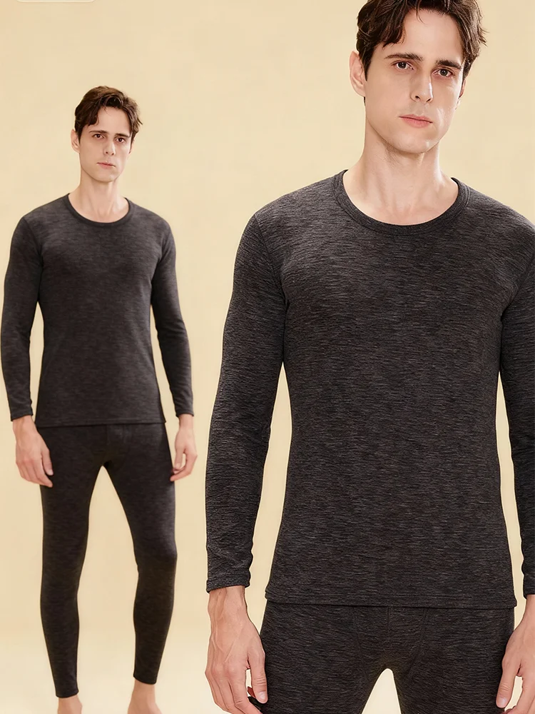 

Мужской комплект термобелья, утепленные кальсоны с круглым вырезом, осенне-зимняя морозостойкая термобелье, комплекты топов и брюк