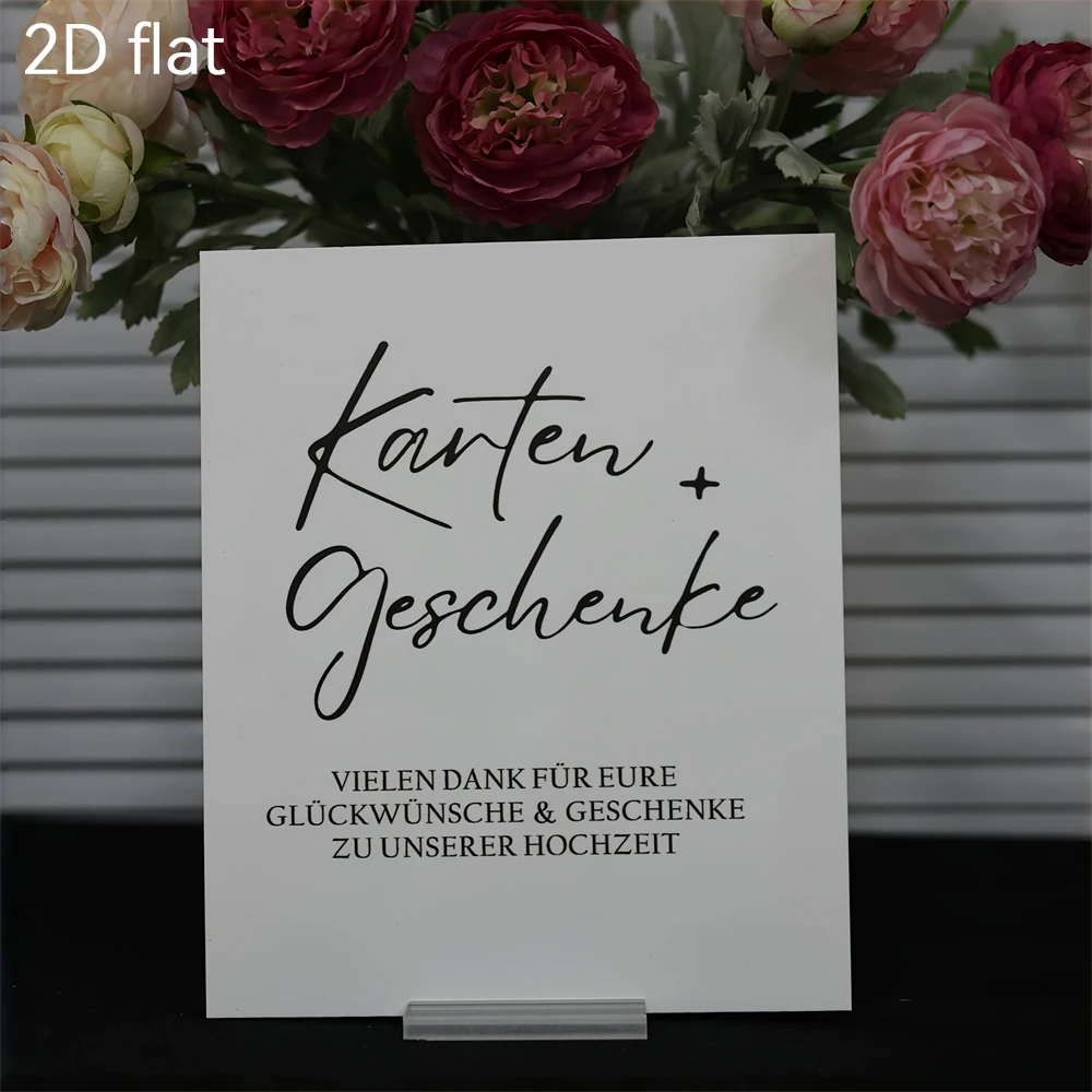 

German wedding acrylic sign 2D flat with bracket 7.9×9.4 elegant desktop decoration