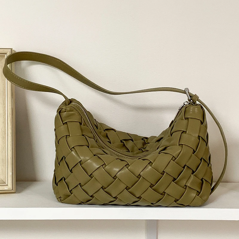 

Повседневные плетеные сумки для женщин: дизайнерские люксовые сумки и клатчи 2026 года, новинка из ПУ-кожи с перекрестным плетением, с верхней ручкой, на плечо/подмышку