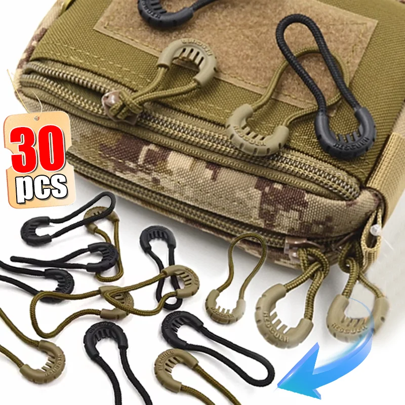 3-30PC Plastic Zipper Pulls Cord Zip Puller Clip Durable Replacement Ends Locks Clothing Backpack Luggage Bag Accessories Black