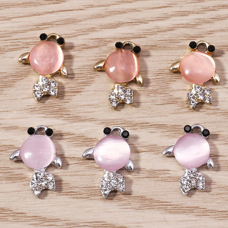 10 Stück 13x18mm Cartoon Tier Charms Legierung Kristall Katze Charms für Schmuckherstellung Mädchen Niedliche Ohrringe Anhänger Halskette Handwerk Geschenk – Detail 10