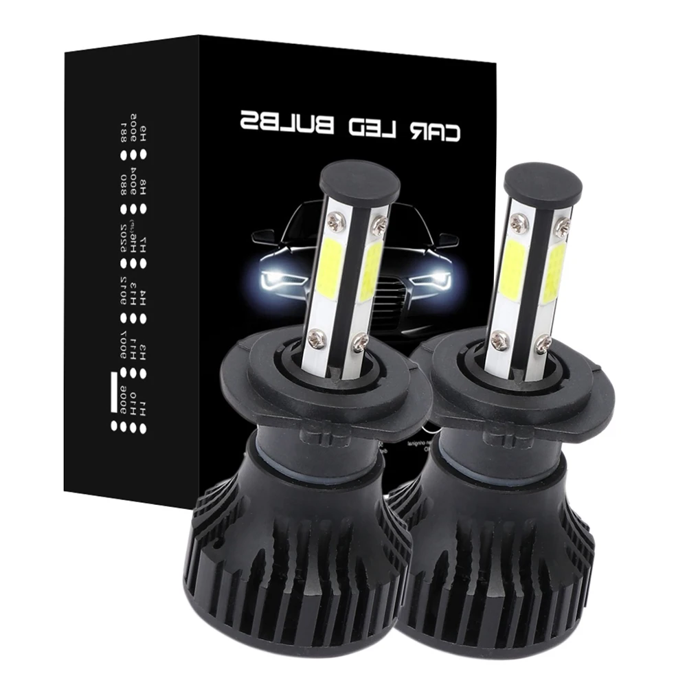 

2pcs 4 Side COB 50W 16000LM Car Headlight H4 H7 LED H8 H9 H11 9006 9005 HB3 HB4 6000K 6500K White Auto Fog Light 12V LED Bulb