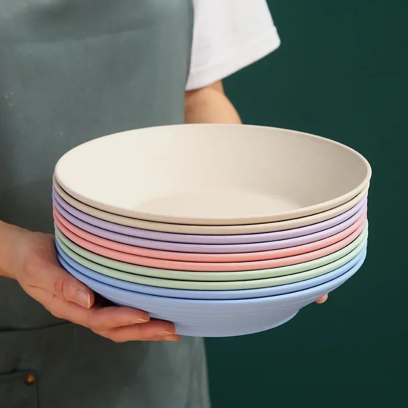 Weizenstroh Suppenschüssel Mikrowellengeeignetes Kunststoffgeschirr Obstsalatschüsseln Müsli Ramen Nudelschalen Speiseteller Küchenutensilien