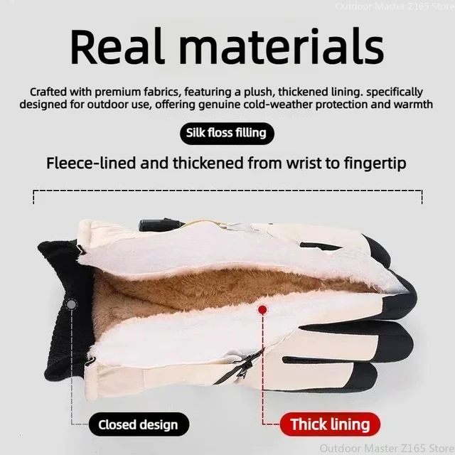 Winter Cycling Gloves Non Slip Touch Ski Gloves Snowboard Accessories Waterproof Pocket Warm Men's and Women's Thermal Gloves 5