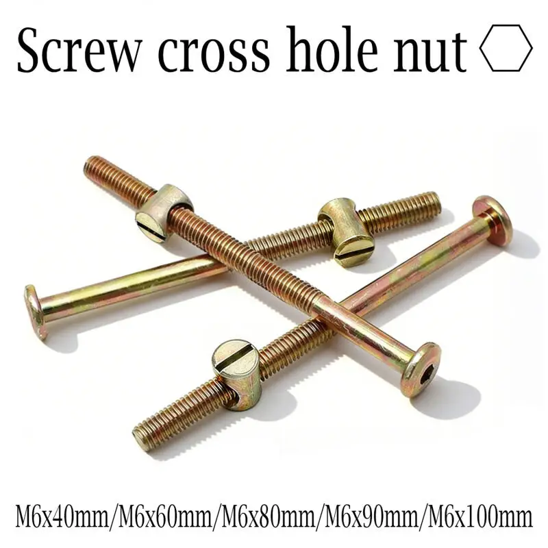 1/10/50pcs Hex Socket Head Screw Bolt Barrel Nuts M6x40mm 60mm 80mm 90mm 100mm Furniture Chairs Cots Babys Bed Bolt