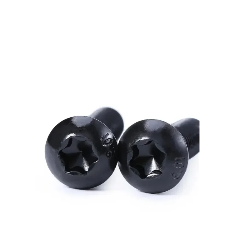 M3/M4/M5/M6/M8/M10 Black Grade 10.9 Steel Torx Button Head Screw Six Lobe Torx Pan Round Head Bolt Length 4mm~50mm