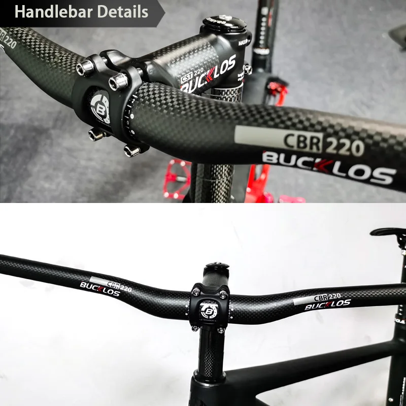 BUCKLOS Carbon Fiber Mountain Bike Handlebar 25.4/31.8mm*660/720/760 Bicycle Handlebar Flat Riser MTB Handlebars Carbon Bar