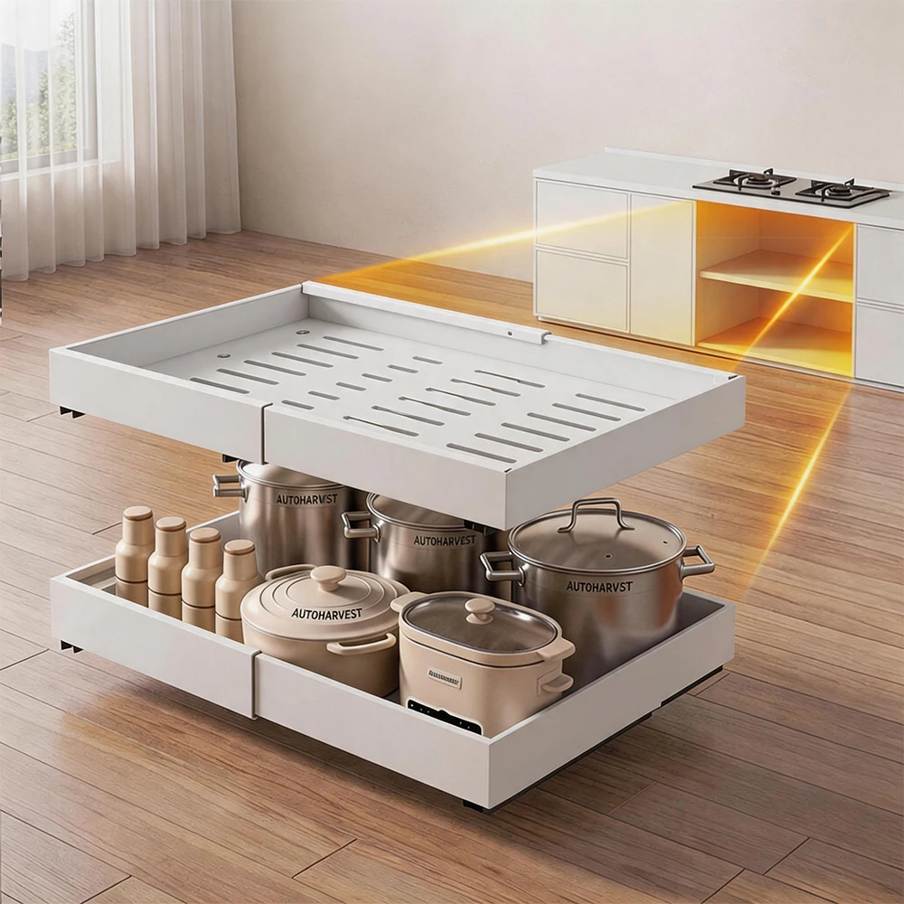 1/2 pièces Tiroir coulissant extensible pour armoires de cuisine, étagère de rangement à glissière, organisateur d'étagère rétractable adhésif sans perçage pour épices, assiettes, casseroles,