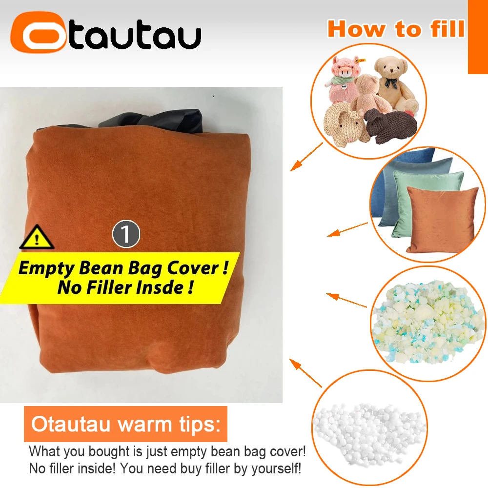OTAUTAU Children Size M Soft Thick Velvet Bean Bag Cover SF398【No Filler Inside! You Need To Buy Filler By Yourself !】