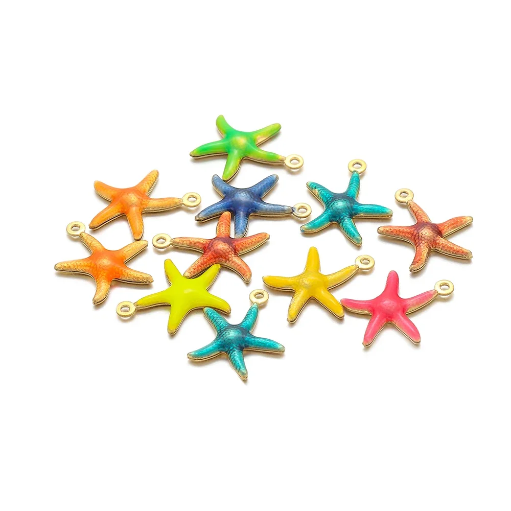 

20pcs Starfish Charms Stainless Steel Enamel Pendants for DIY Jewelry Components Keychain Earrings Making Necklace Findings Bulk