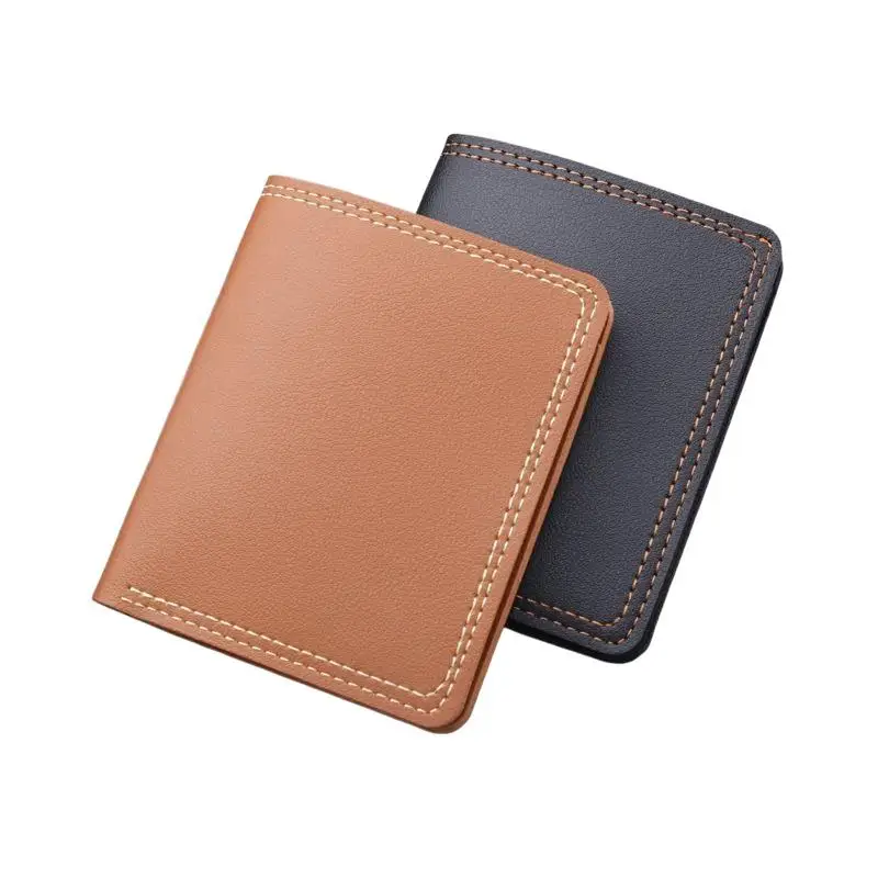 Minimalistische Herren-Geldbörse aus PU-Leder, Schwarz-Kaffee, große Kapazität, mehrere Fächer, zweifach faltbar, Ausweiskartenhalter, für Männer und Frauen – Detail 6