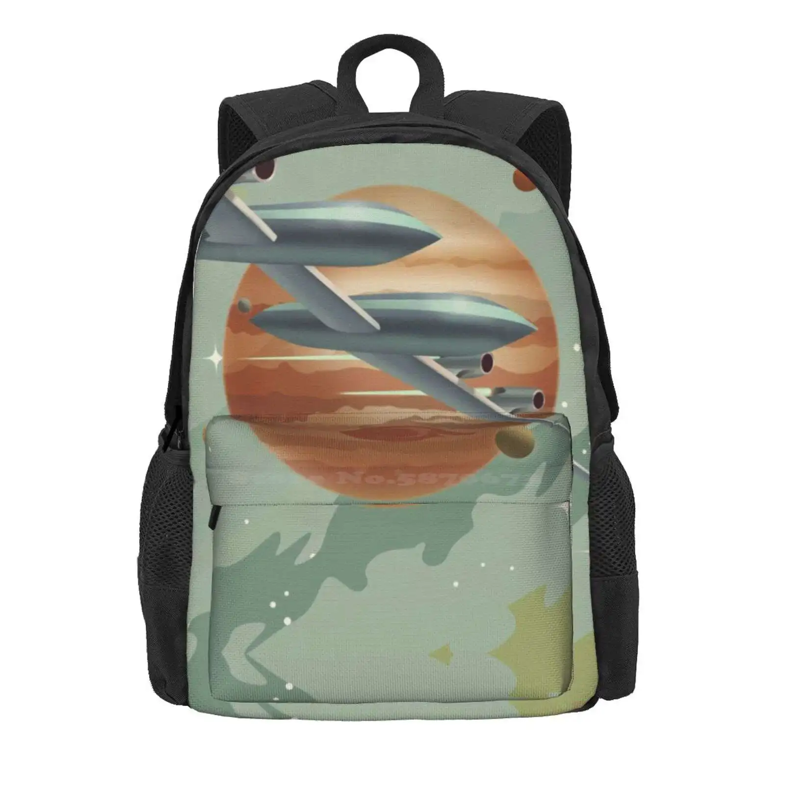 Jupiter Travel Poster Hot Sale Schoolbag Backpack Fashion Bags Jupiter Plane Rocket Travel Retro Vintage Solar System Steve