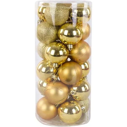 Evistro Christmas Party Ornament Decorative 24 Pcs Ball 6 cm Gold Dore