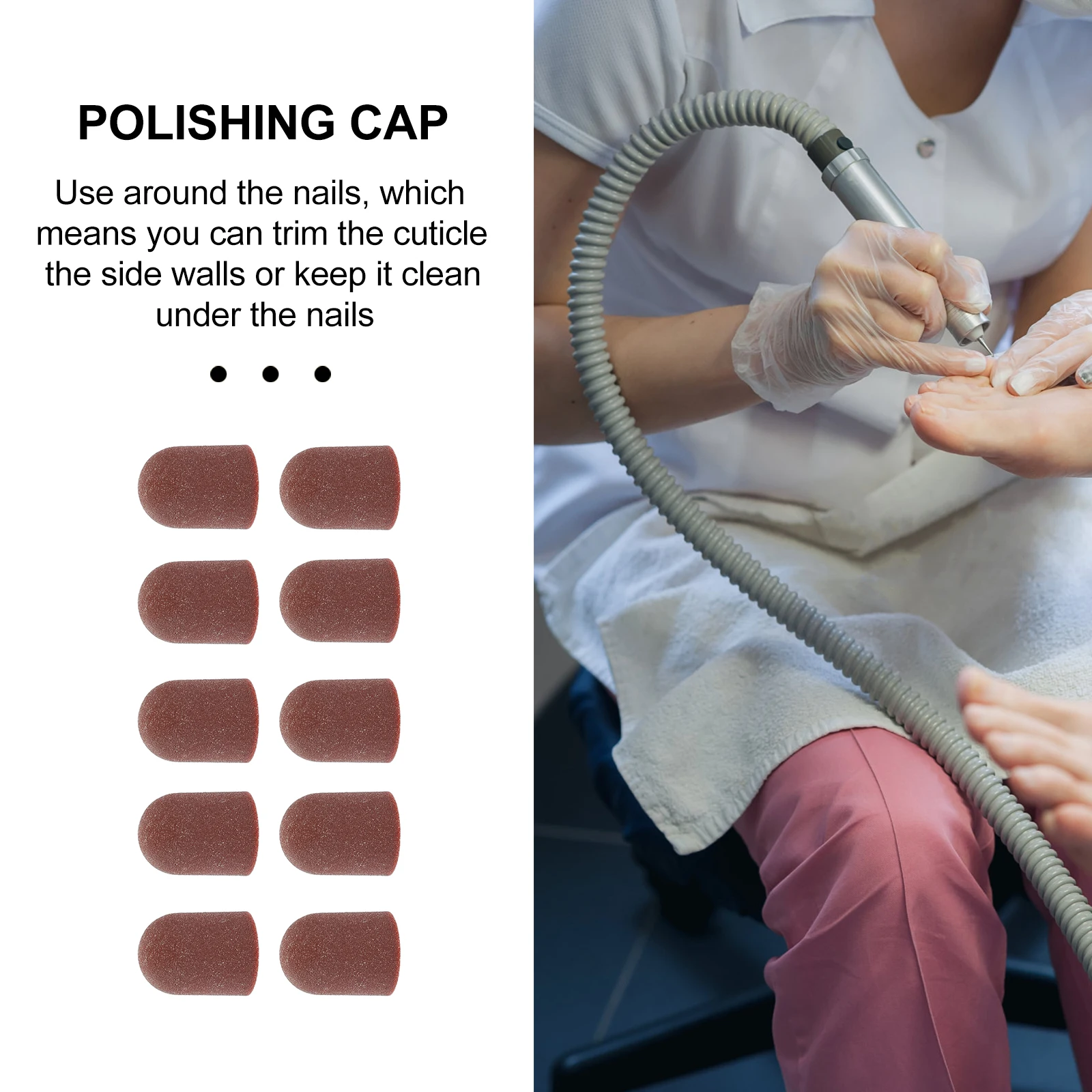 

10pcs Nail Sanding Caps Manicure Grinding Head Wear-Resistant For Cuticle Care Pedicure Tool Replacement Sanding Caps Nail Art