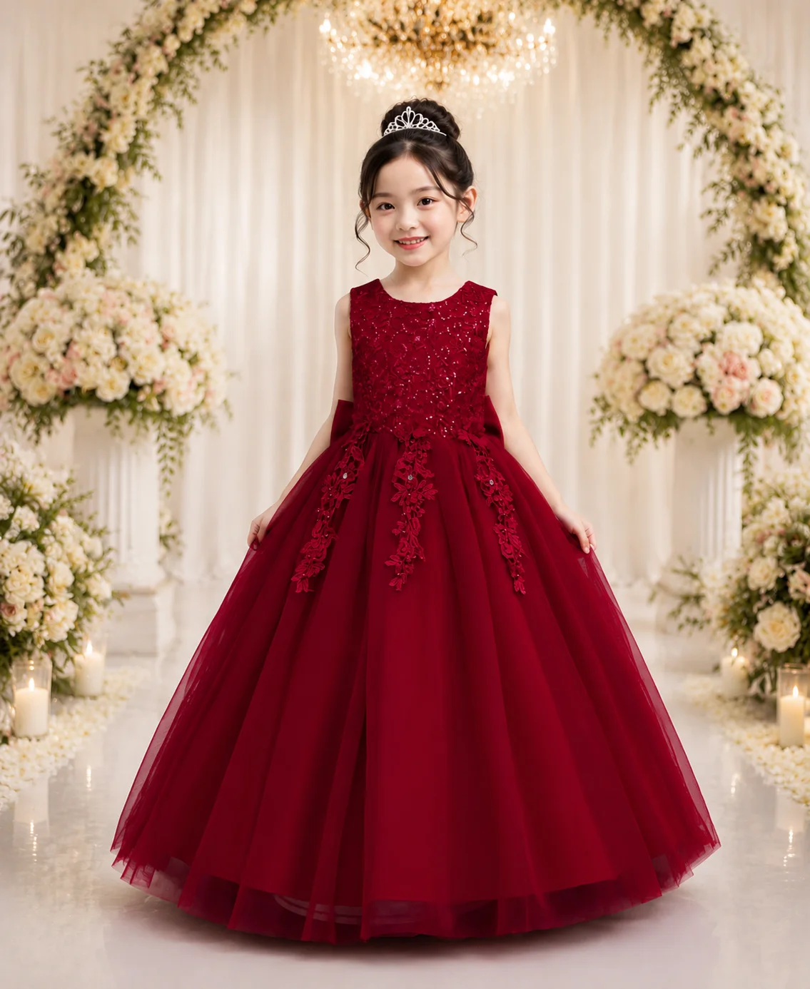 4-12 Years Old Flower Girl Dress Elegant Girl Birthday Party Dress Tulle Embroidered Girl Prom Evening Dress